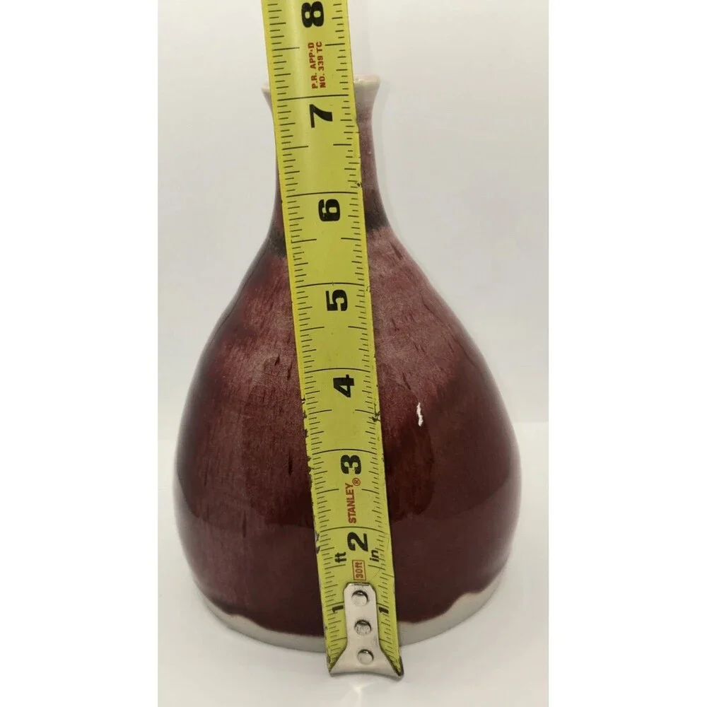 Beautiful Studio Art Pottery Bud Vase with Ox Blood Glaze